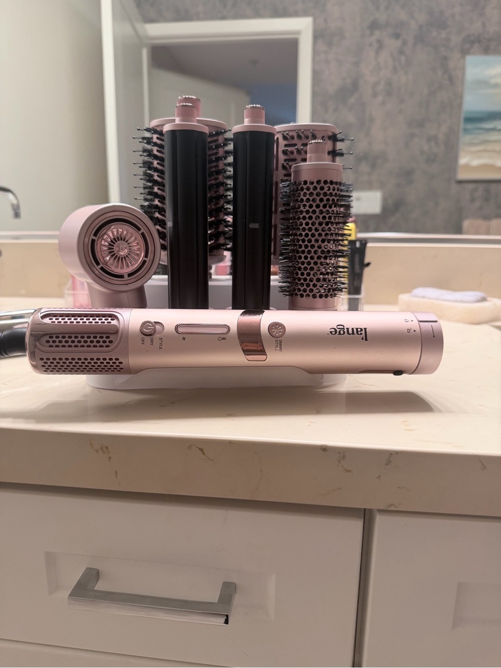 Lange Rose Gold Multi-Styler Hot Air Brush – Pink